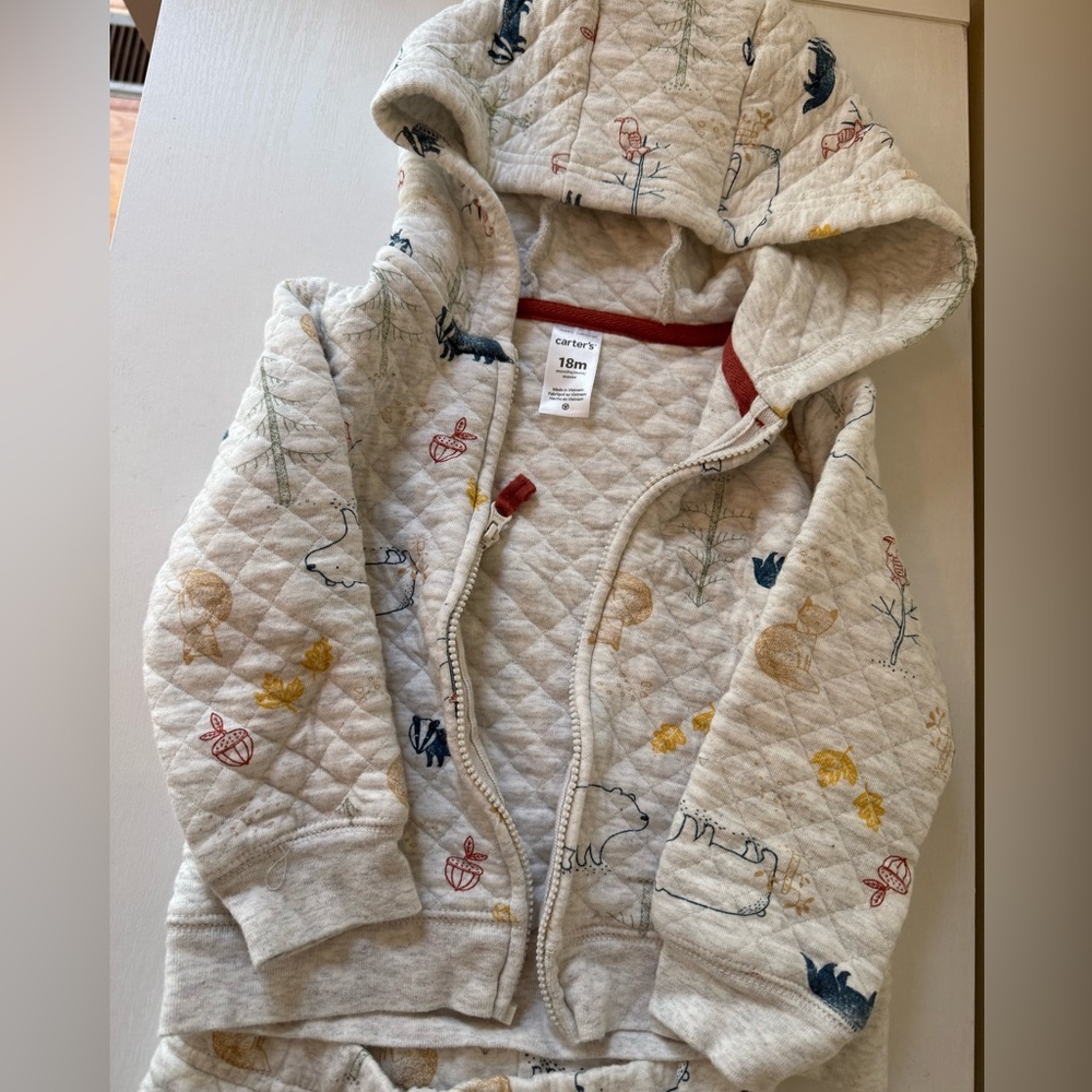 18 mo Carters quilted sweatsuit woodland theme